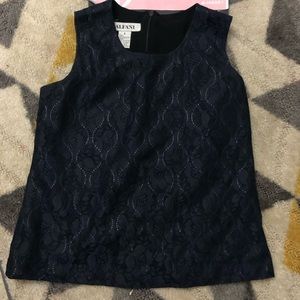 DONATED TO STUDENTS IN NEED-👚 Navy Blue and Lace Alfani Dress Top, Size 6